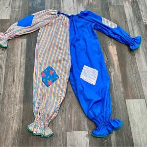 Vintage Homemade Halloween Clown Suit Full Body Costume L/XL Child Or Sm Adult